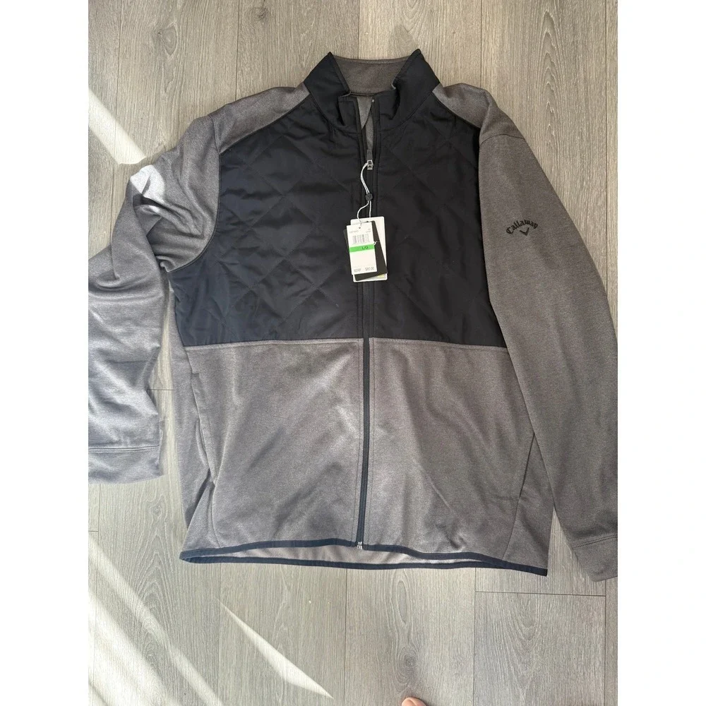 Callaway Weather Series Mens Large Full Zip Quilted Golf Jacket Gray Black NEW